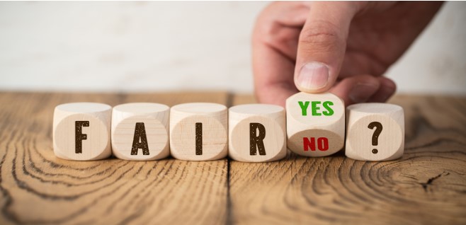 an image with the words fair and options yes or no